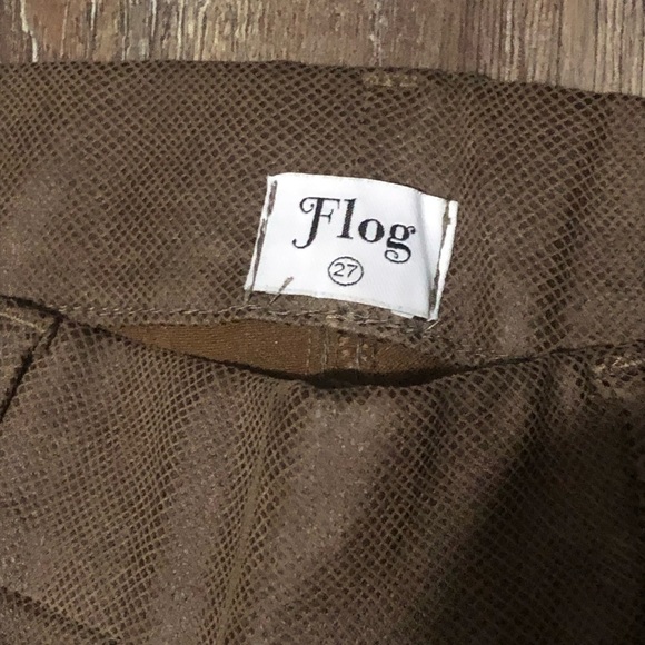 Bevy Flog Pants Women's 27 Rose Cargo in Brown Sued Croc Wide Leg Designer - Picture 2 of 8